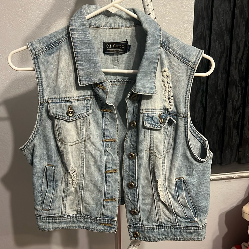 Cropped Denim Vest